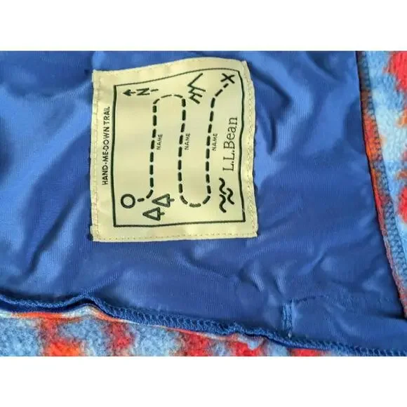 LL Bean Kids  L Mountain Classic Fleece Jacket Medium Boys Full Zip Blue Red - Picture 10 of 11